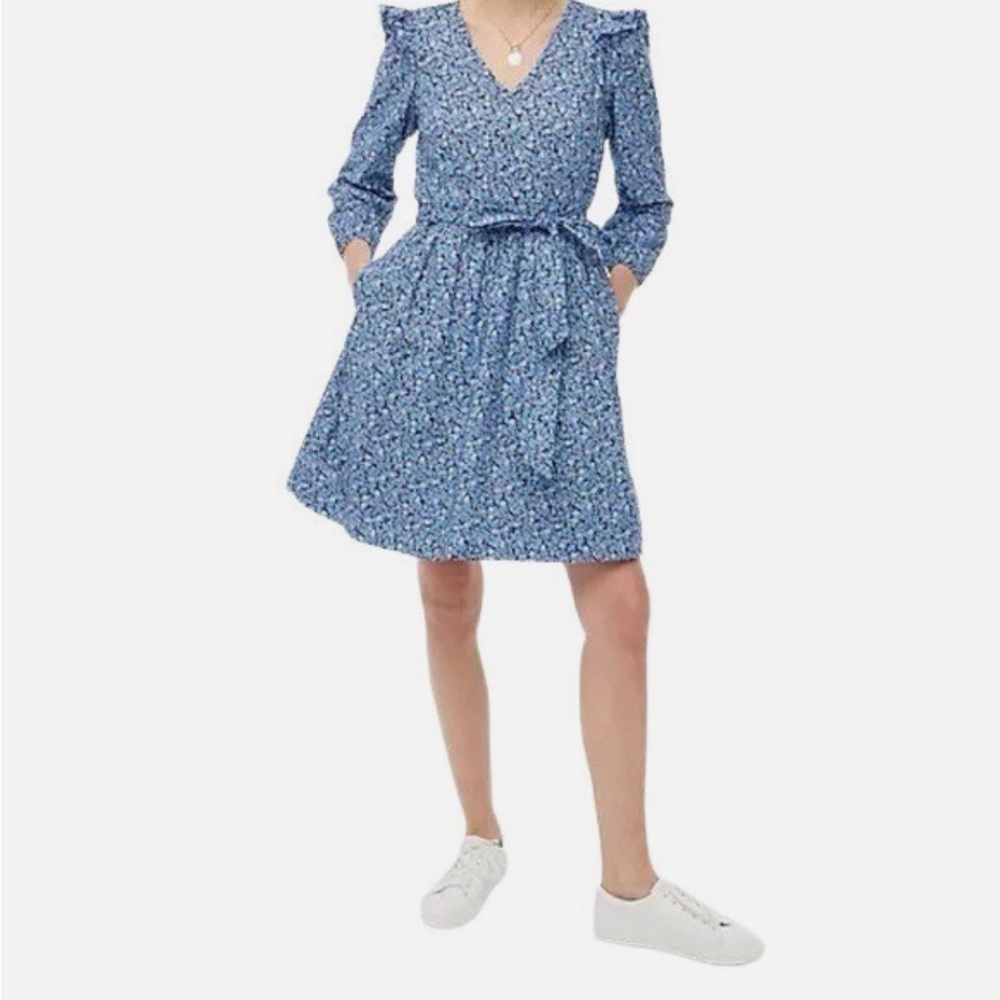 J. Crew Navy and Light Blue Floral Blouse